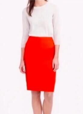 J. Crew Factory Red Wool The Pencil Skirt Size 14